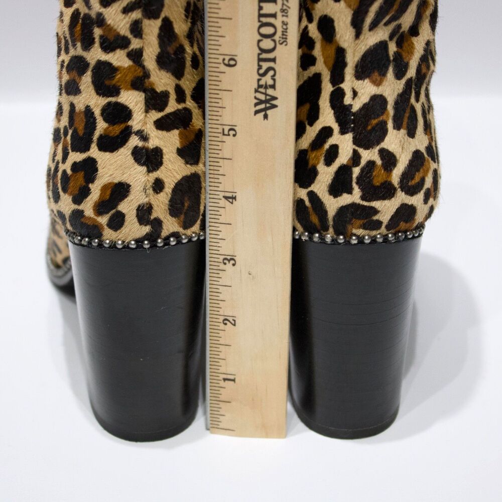 Coach Drea Leopard Print Calf Hair Leather Heeled Bootie Women 7.5B Minimal Wear - Picture 8 of 16